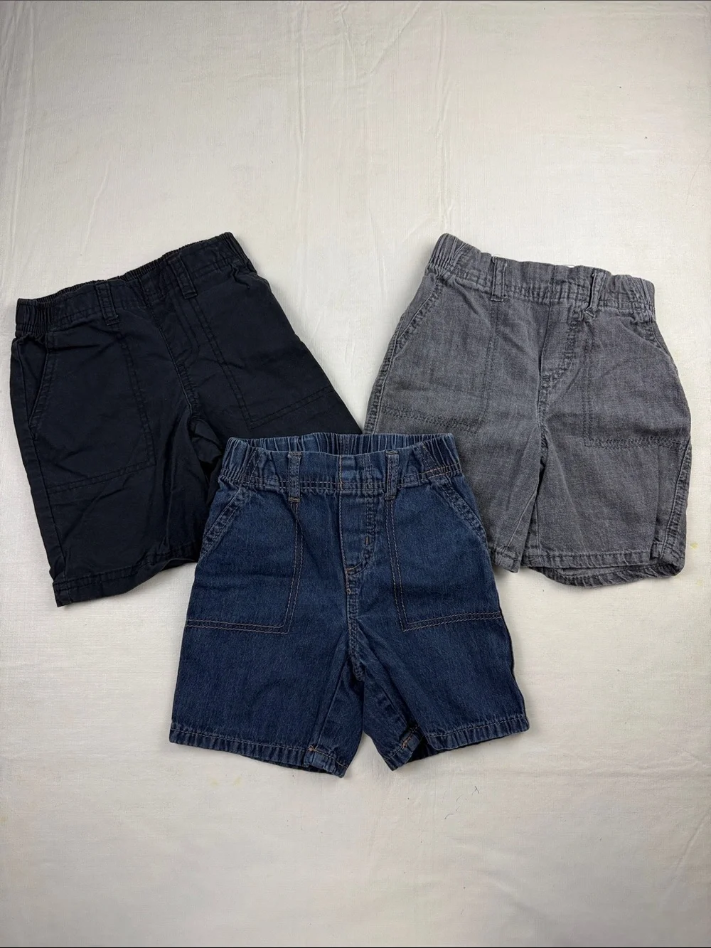 Circo 3-Pack Kids Elastic Waist Shorts Black Gray Denim Size 4T